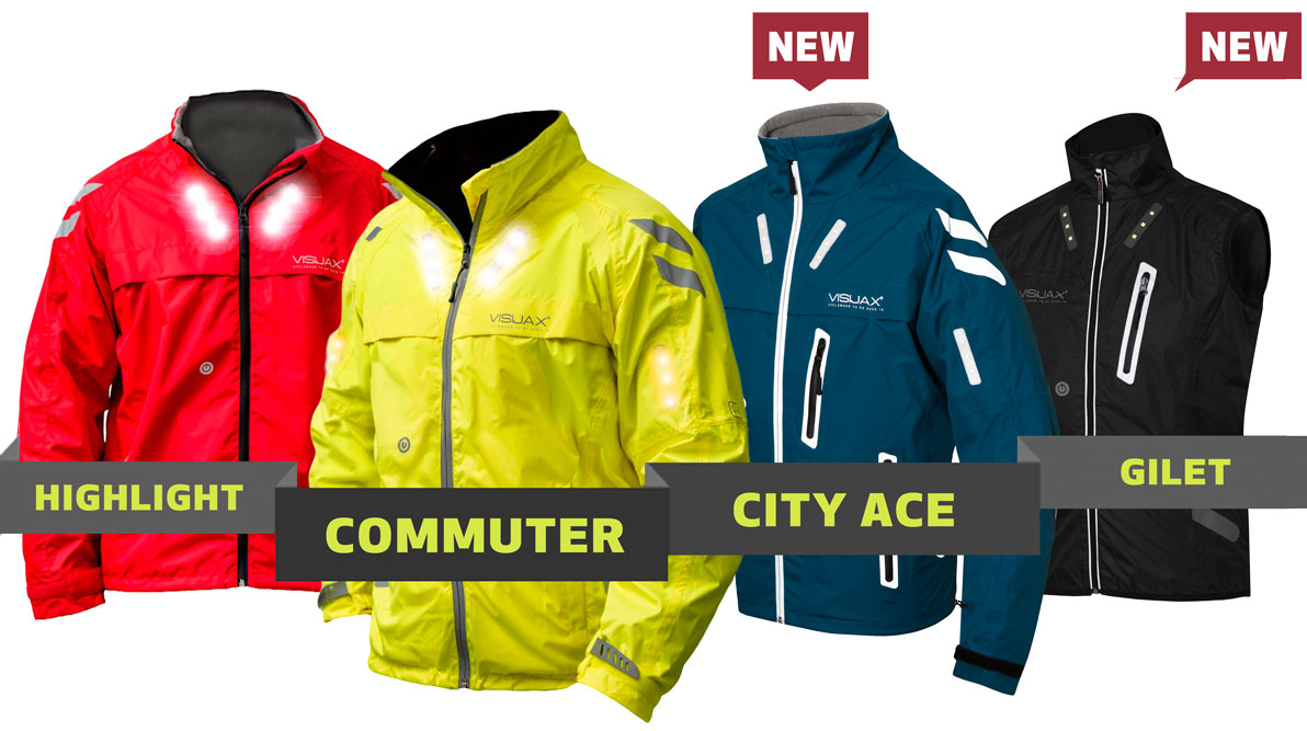 VISIJAX range of Cycling Outdoor Jackets with wearable technology LEDs